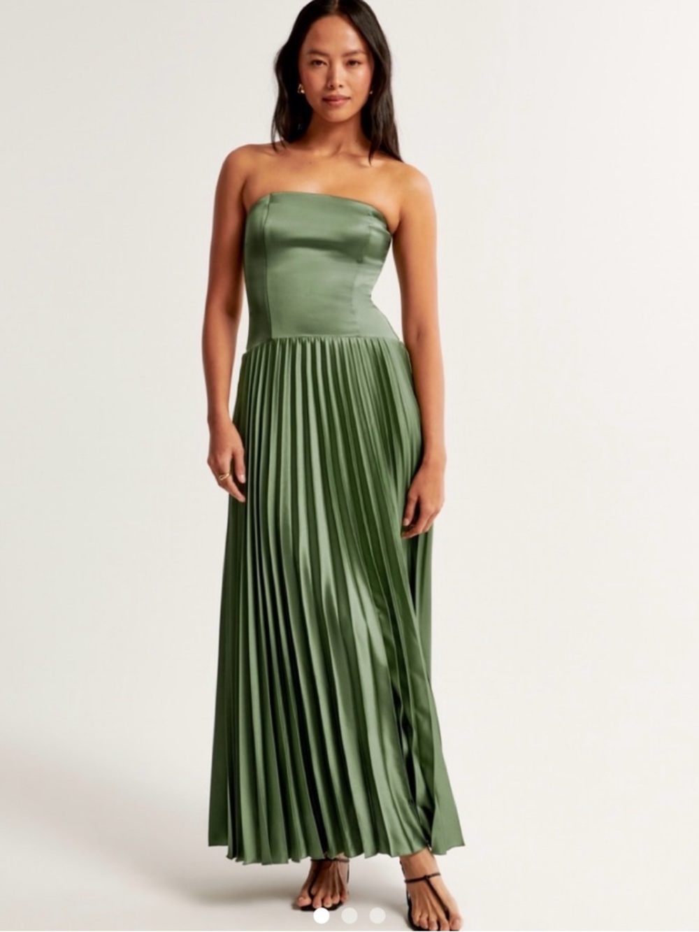 Sage Green Drop Waist Strapless Gown